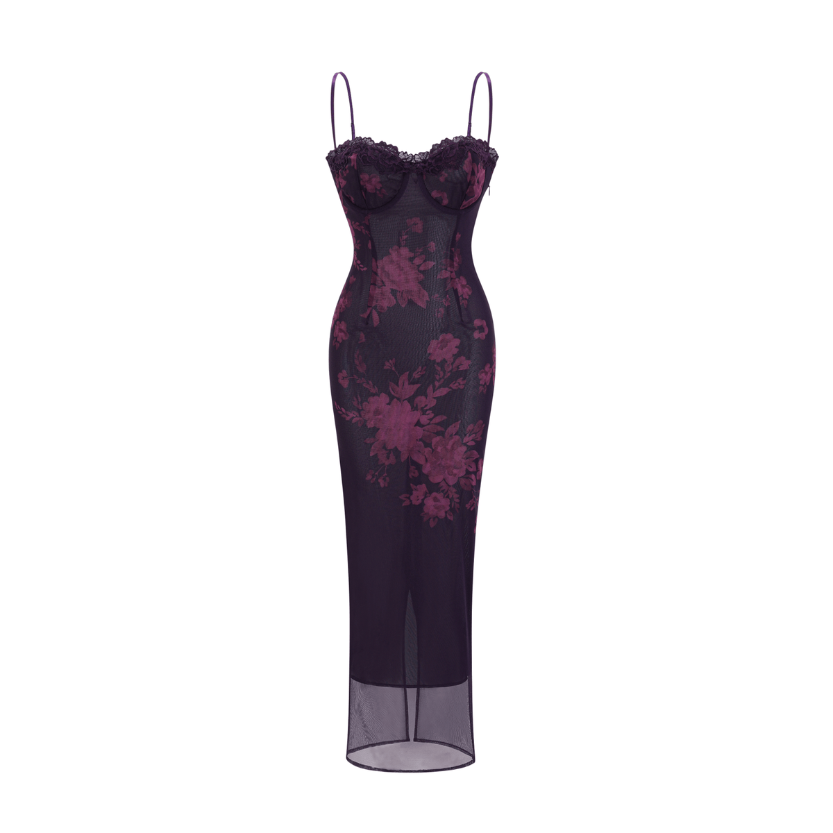 Róisín purple floral-print midi dress