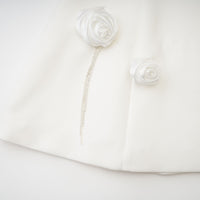 Rosalie white faux-flower mini dress