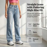 Women's High-Waisted Straight Leg Denim Jeans | Bundle Deal
