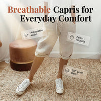 Women's Casual Cotton Linen Capris