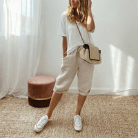 Women's Casual Cotton Linen Capris