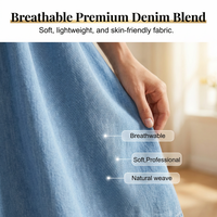 Relaxed Fit A-Line Denim Dress with Mesh Sleeve Detail