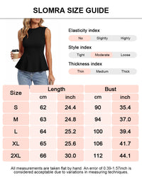 Womens Crew Neck Sleeveless Shirts Slim Fit Peplum Tank Top