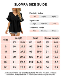 Casual V Neck Ruffle Sleeve Babydoll Peplum Tops