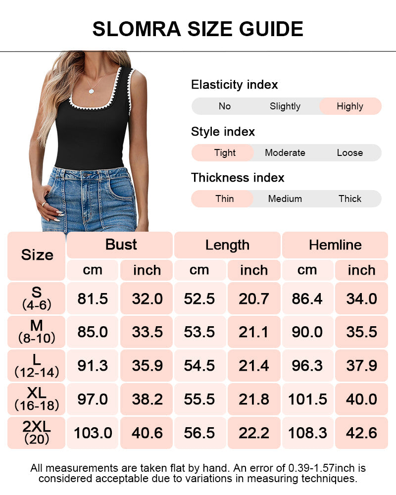 Casual Slim Fitted Color Block Ribbed Square Neck Tank Tops