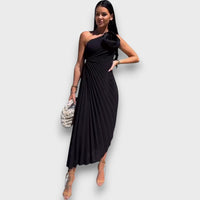Lunelle – Asymmetric Dress with Rose Detail