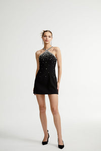 Xanthea black embellished mini dress