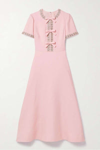 Aria™ | Bow with Crystal Embellished Midi Dress